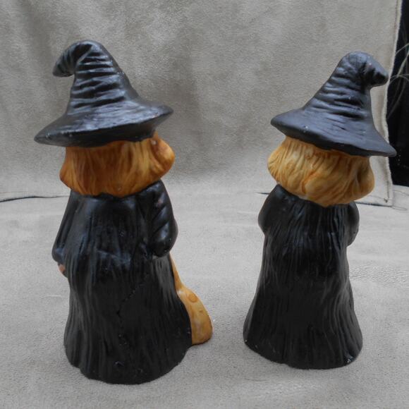 Vintage Flambro Ceramic Pumpkin Face Witch Set 1 Halloween - Picture 4 of 7